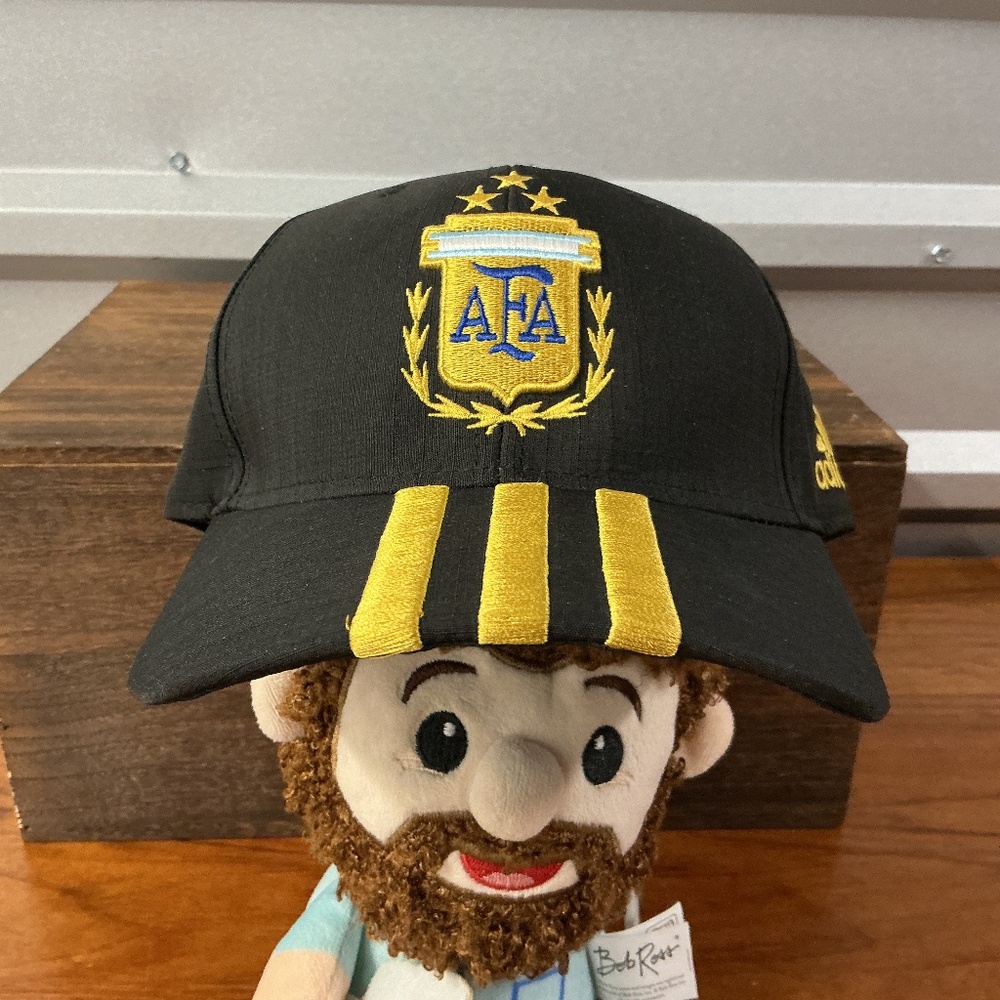 Adidas Argentina National Team AFA 3 Star Black Gold Striped Baseball Cap